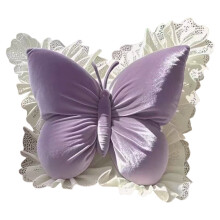 Butterfly Pillow Plush Decorative Cushion with Lace Ruffle