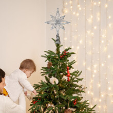 Christmas Tree Topper Gold Glitter Hollow Star