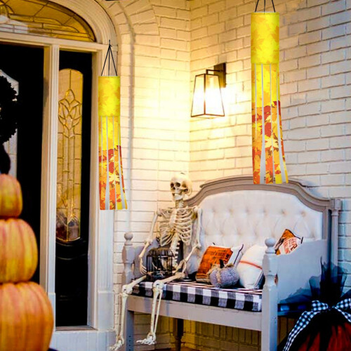 Maple Leaf Pumpkin Windsock Outdoor Fall Decoration 1