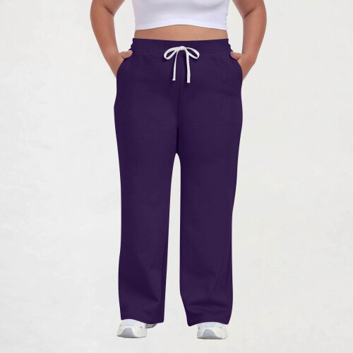 Women's Plus Size Casual Pants Drawstring Waist Solid Color