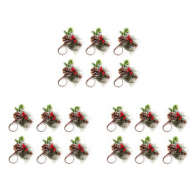 Ronds de Serviette Lot de 18 Baies D'Aiguilles de Pin Noël Thanksgiving Holiday Rustic Farmhouse Porte-Rondelles de Serviette