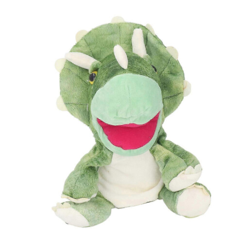 Marionnette à main interactive en forme d'animal vert - Peluche douce de 25 cm avec bouche mobile pour 1