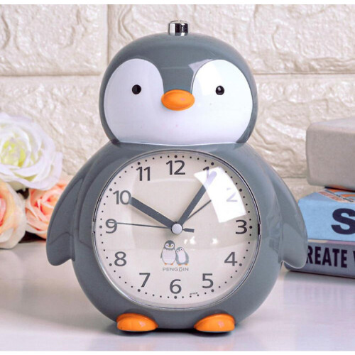 Réveil enfant Pingouin mignon avec veilleuse - Gris clair 1