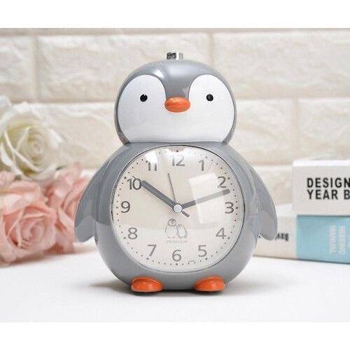 Réveil enfant Pingouin mignon avec veilleuse - Gris clair 2