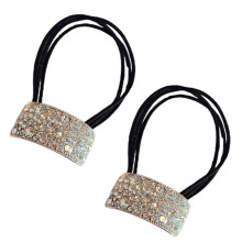 Hair Ties Rhinestone Decor Elastic Ponytail Holders 2 Pcs