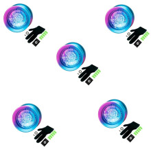 5X LESHARE Professional Responsive Yo-Yo Magic Yoyo Set with Replaceable Bearings and Gloves, with 25 Rope