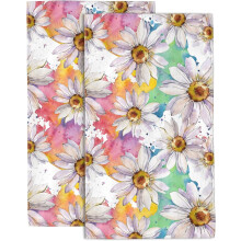 White Daisy Floral Hand Towel Set of 2, 14 x 28 in