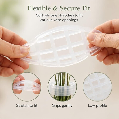 Grille de Fleur en Silicone Réutilisable 4PCS, Arranger de Fleurs en Silicone Élastique & Support de Vase 1