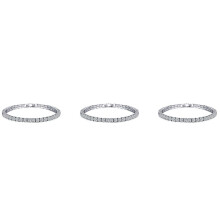 3X Cubic Zirconia 1 Row Bracciale a catena da tennis per uomo e donna Materiale in ottone / rame Chiusura per bracciale Colore argento