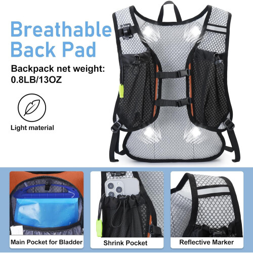 Hydration Backpack with 2L Leakproof Bladder, 12L 2