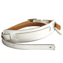 3X Durable Leather and Metal Buckle Electric Guitar Strap Belt Shoulder Pad Adjustable Vintage Guitar Straps-White Color