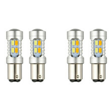 4PCS 1157 BAY15D P21/5W 5630 Bulbs Dual Color LED Bulb Canbus Car Turn Signal Lamp