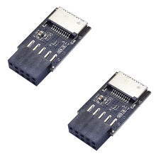 2X Motherboard USB2.0 9Pin zu TYPE-C A-KEY Frontstecker-Konverter USB3.2 TYPE-E-Schnittstellen-Header-Adapter