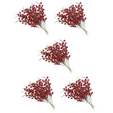 100PCS Artificial Red Berries Fake Flowers Fruits Berry Stems Crafts Floral Bouquet for Wedding Christmas Decoration