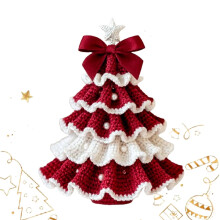 Crochet Kit Christmas Tree Decoration with Bow and Pearl