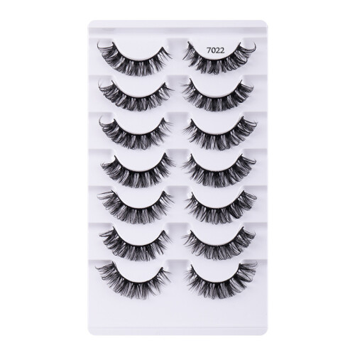 Curly False Eyelashes Natural Thick Realistic Style 7 Pairs