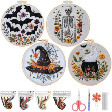 Halloween Embroidery Kit Ghost Gothic Cross Stitch Hoop