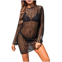 Women's Crochet Cover-Up with Long Sleeves and Hollow-Out