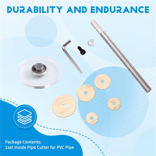 Inside Pipe Cutter for PVC Pipe,Cutter Tool Set with Scale Adjustable Depth Gauge,5PCS Saw Blades,Internal Pipe Cutter