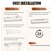 4 Pack Wood Vinyl Wall Display No Drill with 2 Mount Options Adhesive & Screws,Wood Vinyl Wall Mount