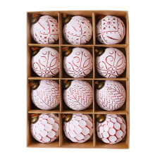 Christmas Ball Ornaments White Red 12PCS 80mm
