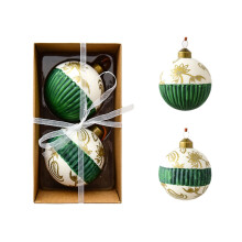 Christmas Glass Ornaments 8cm Shiny Glitter Balls 2 Pack