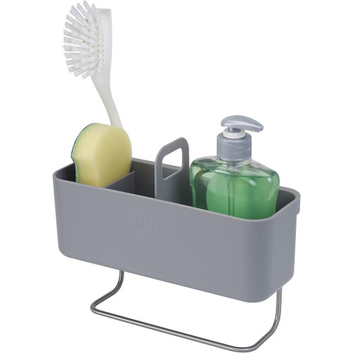 In-cupboard Kitchen Sink Tidy Caddy Organizer - Grey Stainless Steel, Removable Caddy, Mounting Bracket 2