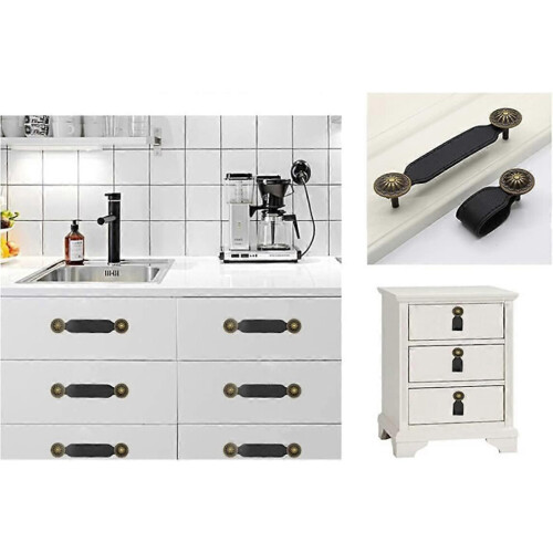(As show, One size) Leather Knobs Dresser Drawer Knobs Kitchen Cabinet Bathroom Cabinet Pulls 8pcs/Set 2