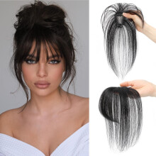 Clip-On Bangs with Temple Extensions Natural Black