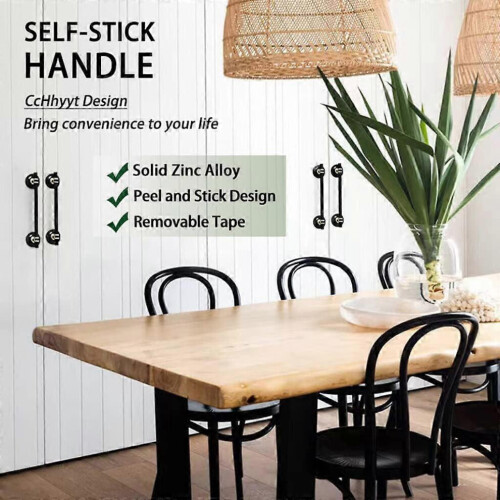 (As show, One size) 2 Pack Self-Stick Cabinet Handle Pulls Metal Drawer Pull Helper with Adhesive Sliding Door Handle Stick On Handle 1