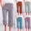 Women's Cotton Linen Capris Pants Gray L 1