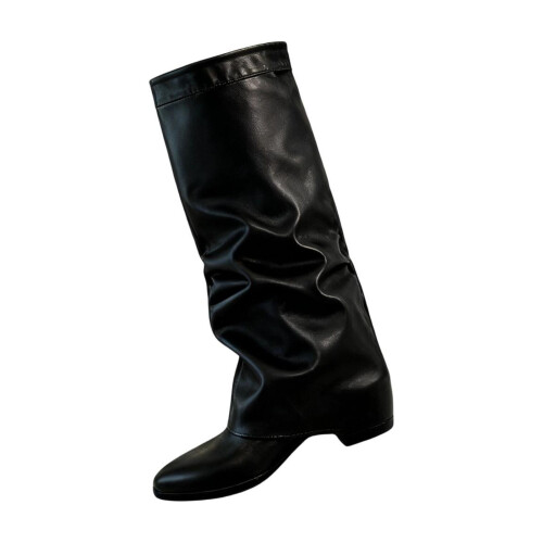 Willtoo Women's Knee-High Wedge Boots Black