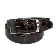 CTM Leather Croc Print Dress Belt with Clamp On Buckle