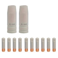 12 Stuks Nozzle Tip Holder 15AK MIG Nozzle Tip Holder Lassen MIG Lassen Contact Pin Point Cover Nozzle Kit