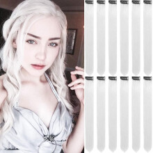 Colored Clip-In Hair Extensions Straight Synthetic 12 pcs