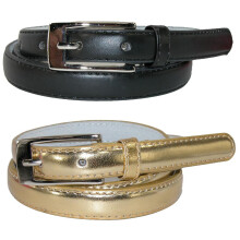 CTM Womens Skinny Leather Dress Belt 2-Pack 3/4 in Black + colour