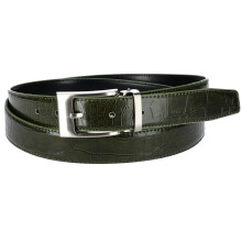 CTM Leather Croc Print Dress Belt with Clamp On Buckle