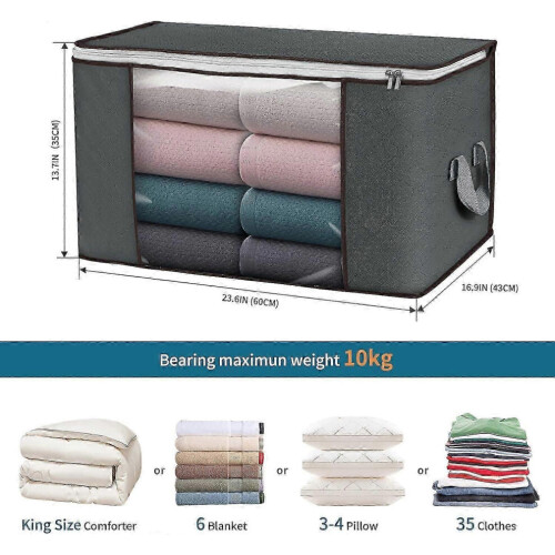 2 Pack Foldable Clothes Storage Bins - Durable Fabric Organizers for Blankets, Comforters, and Bedding 1