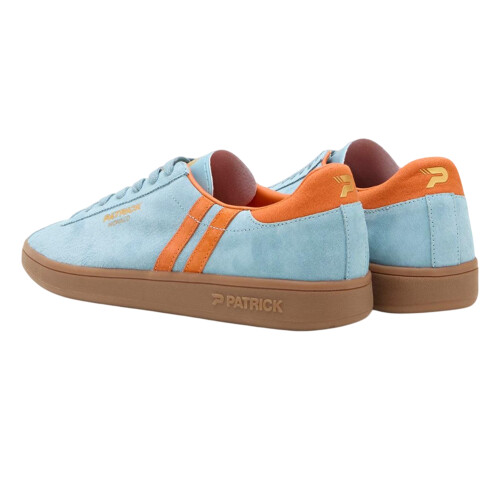 (9 UK, Light Blue/Orange) Patrick Mens Monaco Suede Cupsole Trainers 1