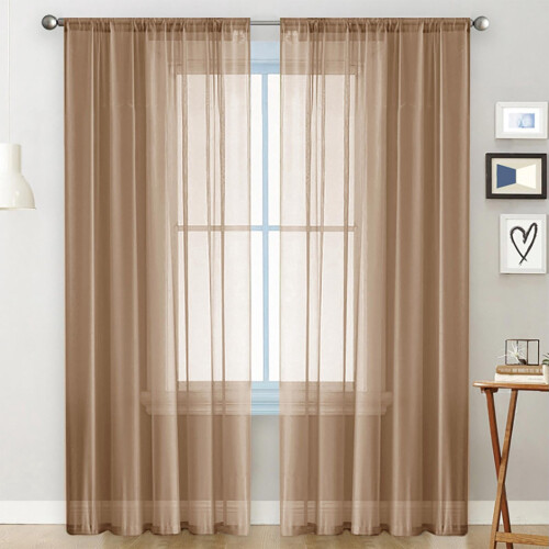 Translucent Voile Sheer Curtains 52x84 Double Rod Pocket