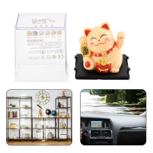 Mini Solar Lucky Cat Car Decoration Yellow