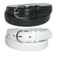 CTM Women's Leather Dress Belt 2 colour Pack 28.5 mm Silver Buckle