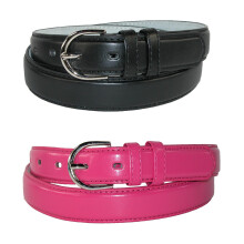 CTM Women's Leather Dress Belt 2 colour Pack 28.5 mm Silver Buckle