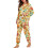Women's Floral Print Drawstring Pajama Set Long Sleeve 4