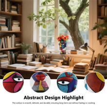 Outdoor Plant Planter Resin Flower Pots Abstract Face Design Decorative Plant Planter for Home Desk Garden Balcony