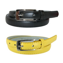 CTM Womens Skinny Leather Dress Belt 2-Pack 3/4 in Black + colour
