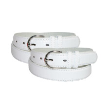 CTM Women's Leather Dress Belt 2-Pack 28.5 mm Silver Buckle