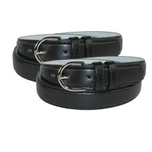 CTM Women's Leather Dress Belt 2-Pack 28.5 mm Silver Buckle