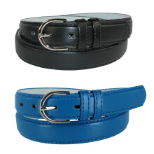 CTM Women's Leather Dress Belt 2 colour Pack 28.5 mm Silver Buckle