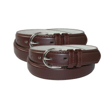 CTM Women's Leather Dress Belt 2-Pack 28.5 mm Silver Buckle